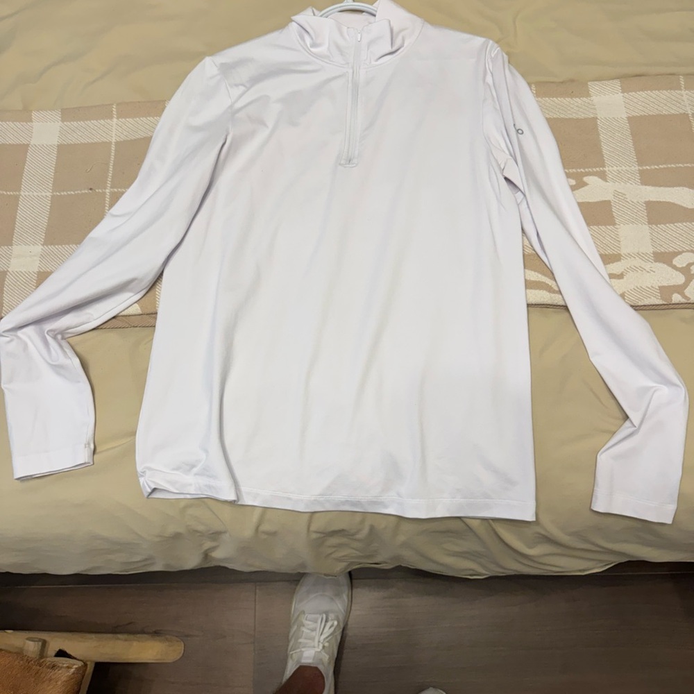 Alo White Long Sleeve Quarter-Zip Pullover